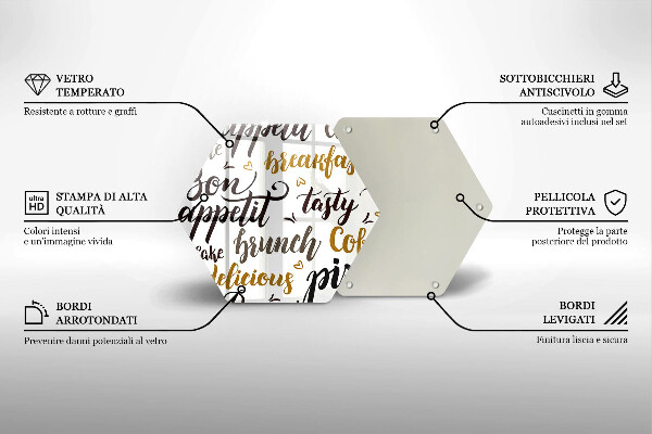 Kuchynská doska veľká zo skla Bon Appetit titulky