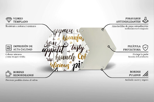 Kuchynská doska veľká zo skla Bon Appetit titulky