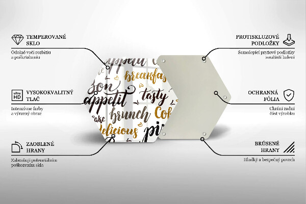 Kuchynská doska veľká zo skla Bon Appetit titulky