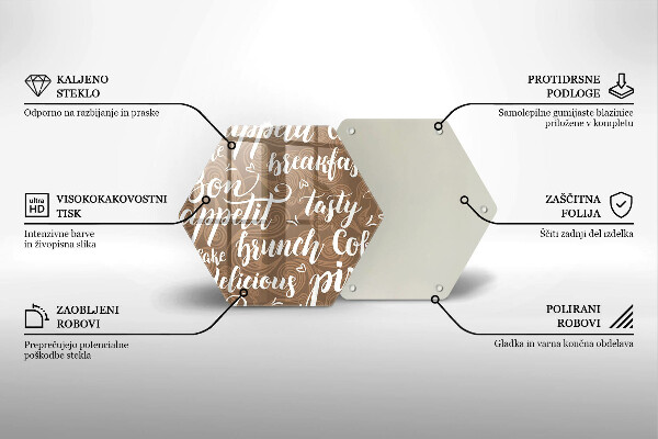 Kuchynská doska veľká zo skla Bon Appetit titulky