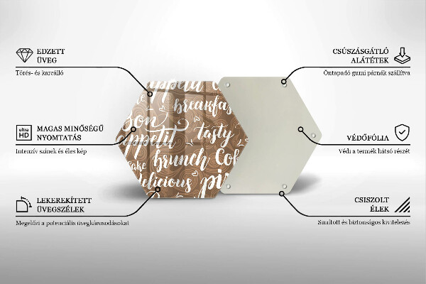 Kuchynská doska veľká zo skla Bon Appetit titulky