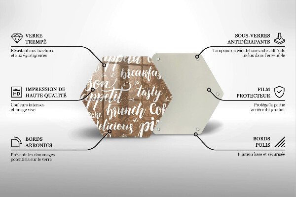 Kuchynská doska veľká zo skla Bon Appetit titulky