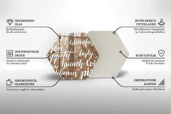 Kuchynská doska veľká zo skla Bon Appetit titulky