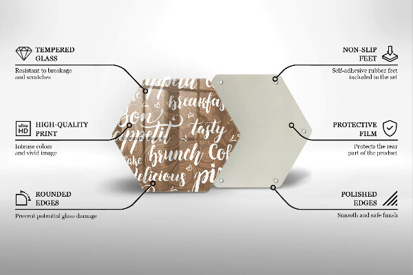 Kuchynská doska veľká zo skla Bon Appetit titulky