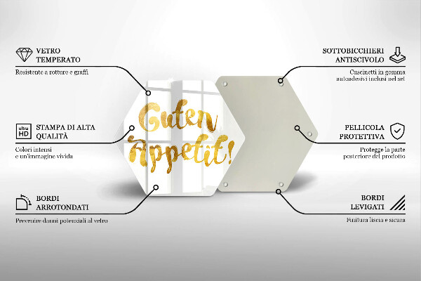 Kuchynská doska veľká zo skla Nápis Guten Appetit!