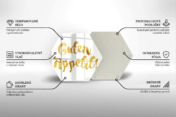 Kuchynská doska veľká zo skla Nápis Guten Appetit!