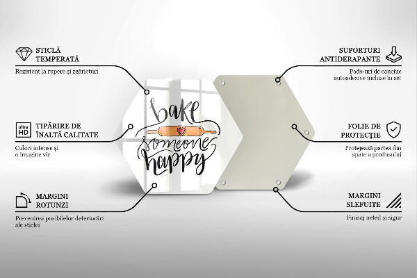 Kuchynská doska veľká zo skla Bake someone happy