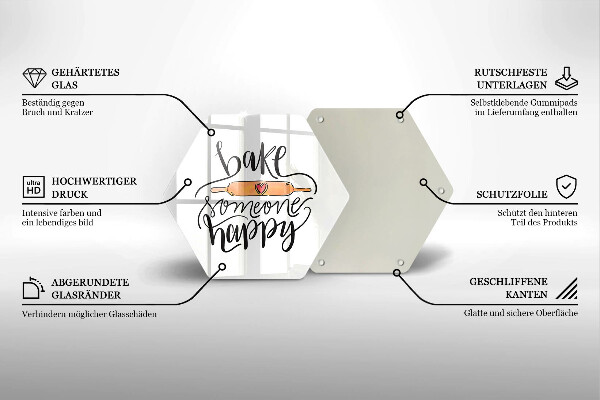 Kuchynská doska veľká zo skla Bake someone happy