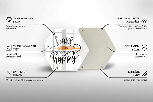 Kuchynská doska veľká zo skla Bake someone happy