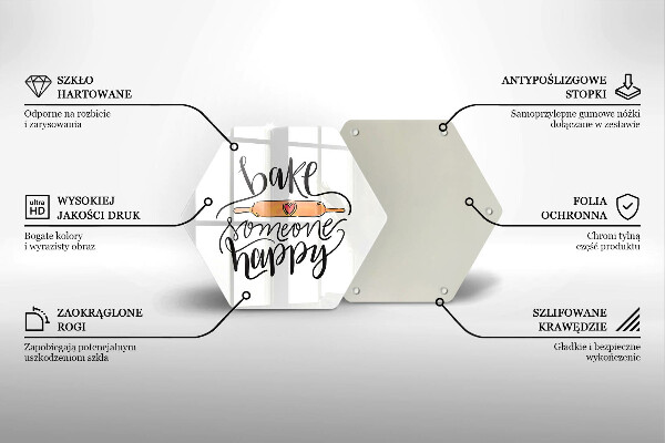 Kuchynská doska veľká zo skla Bake someone happy