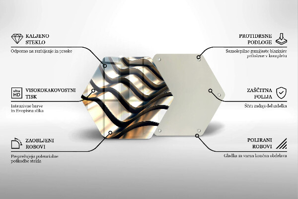Kuchynská doska veľká zo skla 3D kovové tvary