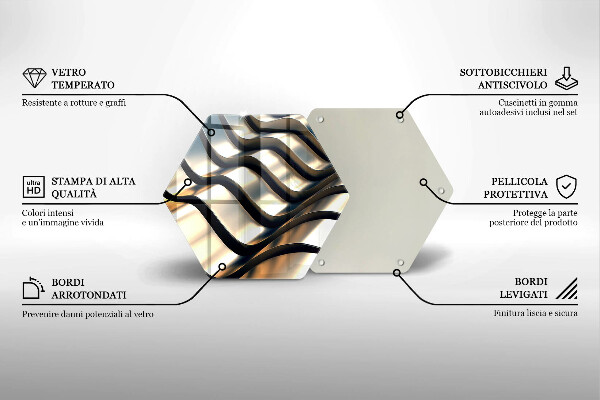 Kuchynská doska veľká zo skla 3D kovové tvary