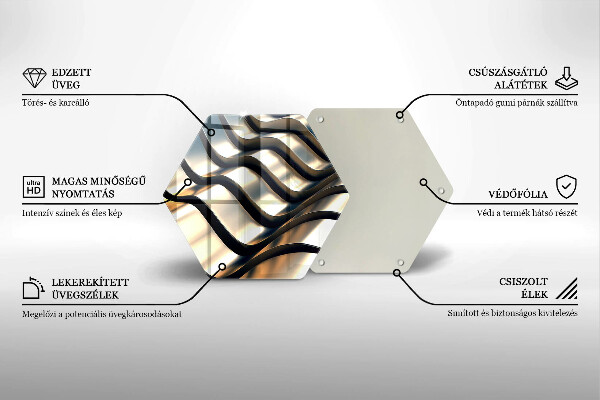 Kuchynská doska veľká zo skla 3D kovové tvary