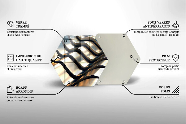 Kuchynská doska veľká zo skla 3D kovové tvary