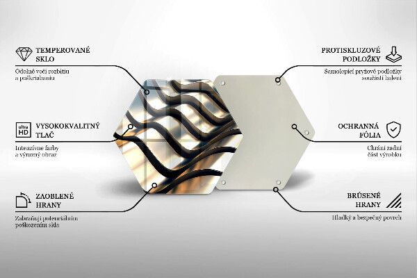 Kuchynská doska veľká zo skla 3D kovové tvary