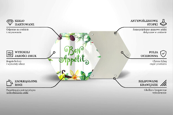 Kuchynská doska veľká zo skla Nápis Bon Appetit