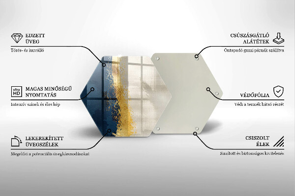 Kuchynská doska veľká zo skla Zlatá abstrakcia