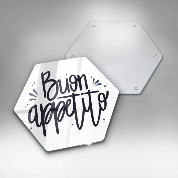 Kuchynská doska veľká zo skla Nápis Buon Appetito