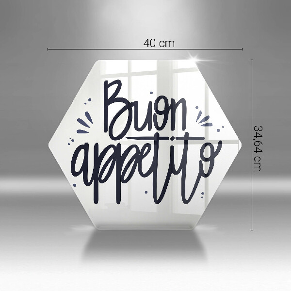 Kuchynská doska veľká zo skla Nápis Buon Appetito
