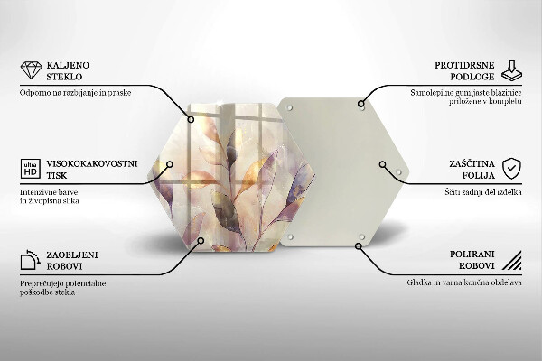 Kuchynská doska veľká zo skla Maľované boho listy