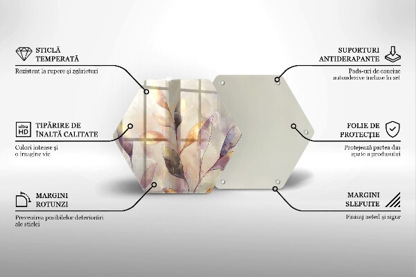 Kuchynská doska veľká zo skla Maľované boho listy