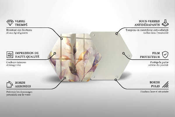 Kuchynská doska veľká zo skla Maľované boho listy