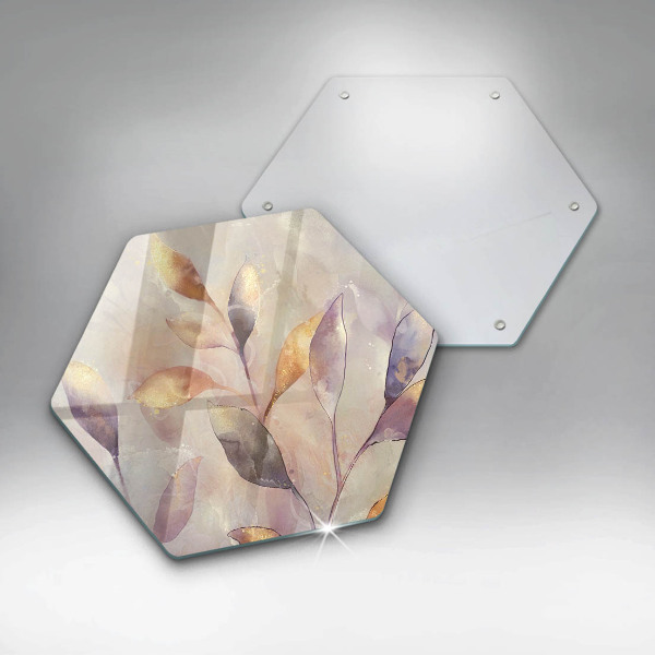 Kuchynská doska veľká zo skla Maľované boho listy