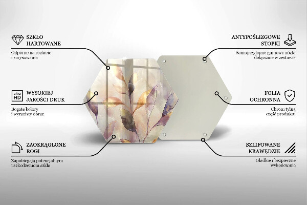 Kuchynská doska veľká zo skla Maľované boho listy