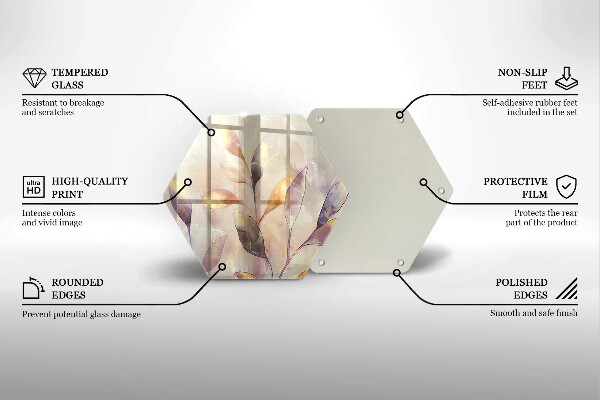 Kuchynská doska veľká zo skla Maľované boho listy