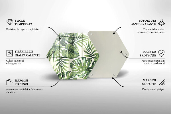 Kuchynská doska veľká zo skla Ilustrácia listov Monstera