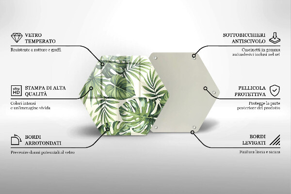 Kuchynská doska veľká zo skla Ilustrácia listov Monstera