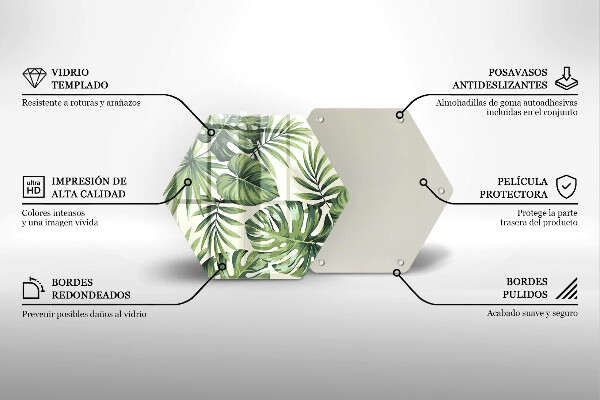 Kuchynská doska veľká zo skla Ilustrácia listov Monstera