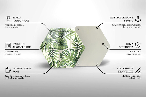 Kuchynská doska veľká zo skla Ilustrácia listov Monstera