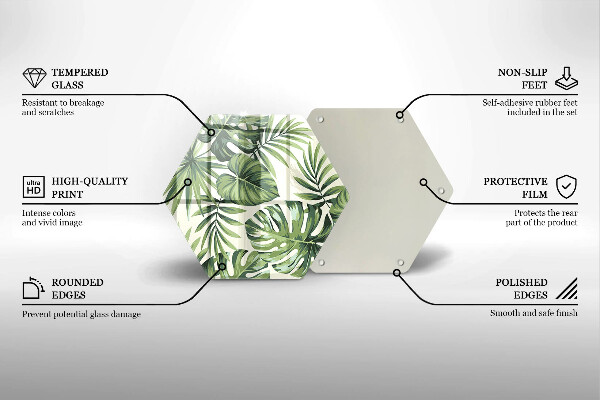 Kuchynská doska veľká zo skla Ilustrácia listov Monstera