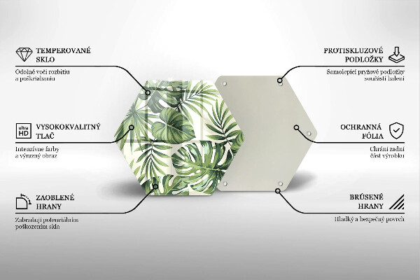 Kuchynská doska veľká zo skla Ilustrácia listov Monstera