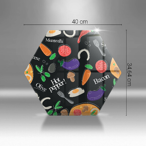 Kuchynská doska veľká zo skla Jedlo ilustrácie