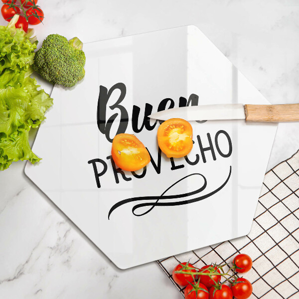 Kuchynská doska veľká zo skla Nápis Buen provecho