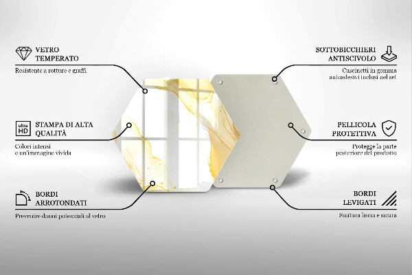 Kuchynská doska veľká zo skla Zlatá abstrakcia