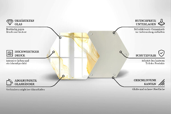 Kuchynská doska veľká zo skla Zlatá abstrakcia