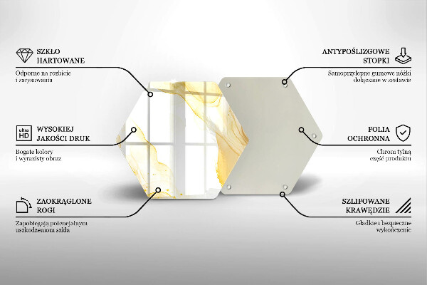 Kuchynská doska veľká zo skla Zlatá abstrakcia