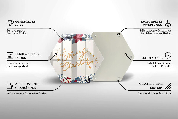 Kuchynská doska zo skla Merry Christmas nápis