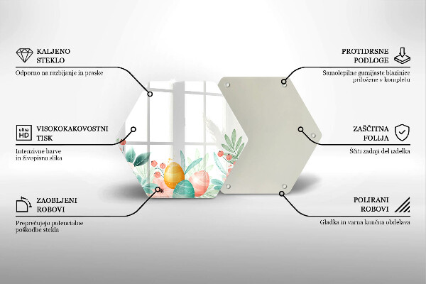 Kuchynská doska veľká zo skla veľkonočné vajíčka