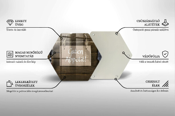 Kuchynská doska veľká zo skla Guten Apetit