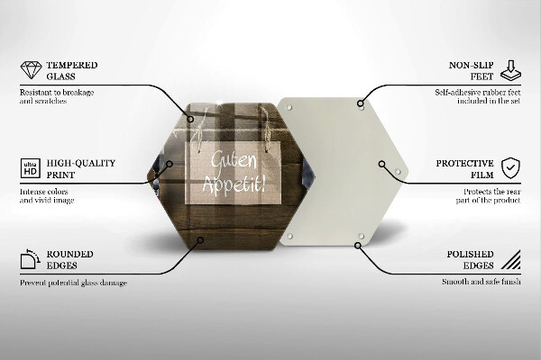 Kuchynská doska veľká zo skla Guten Apetit