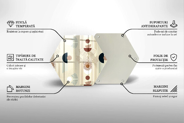 Kuchynská doska veľká zo skla Boho geometrické tvary