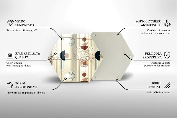 Kuchynská doska veľká zo skla Boho geometrické tvary