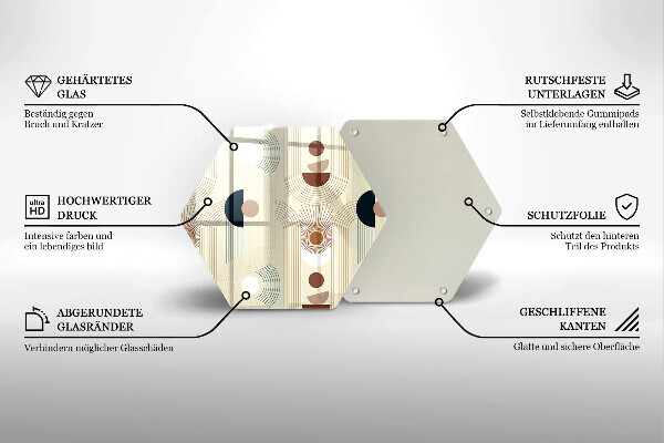 Kuchynská doska veľká zo skla Boho geometrické tvary