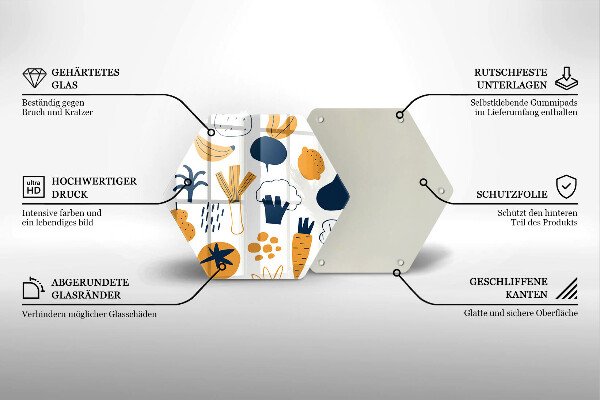 Kuchynská doska veľká zo skla Jedlo ilustrácie