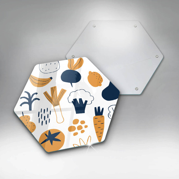 Kuchynská doska veľká zo skla Jedlo ilustrácie