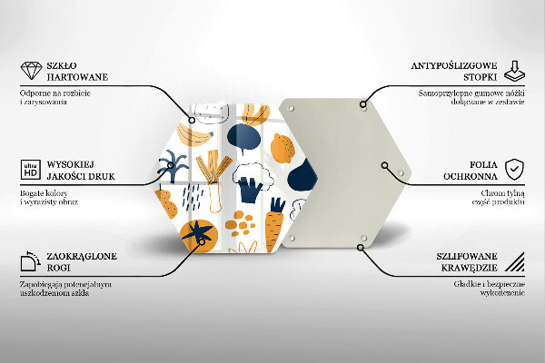 Kuchynská doska veľká zo skla Jedlo ilustrácie